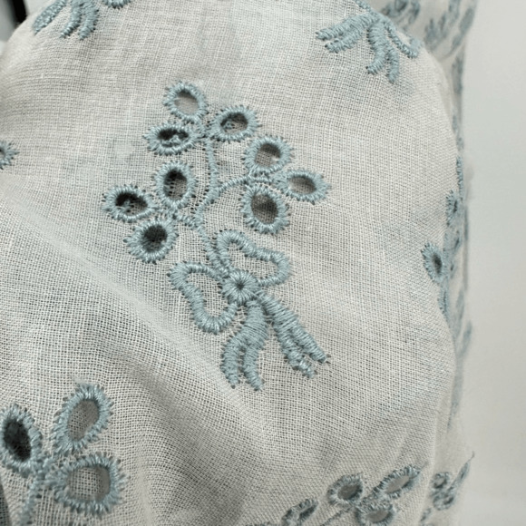 The Great Bustier Embroidered Eyelet Bow Tie Back Camelia Midi Dress M Blue - Picture 13 of 13